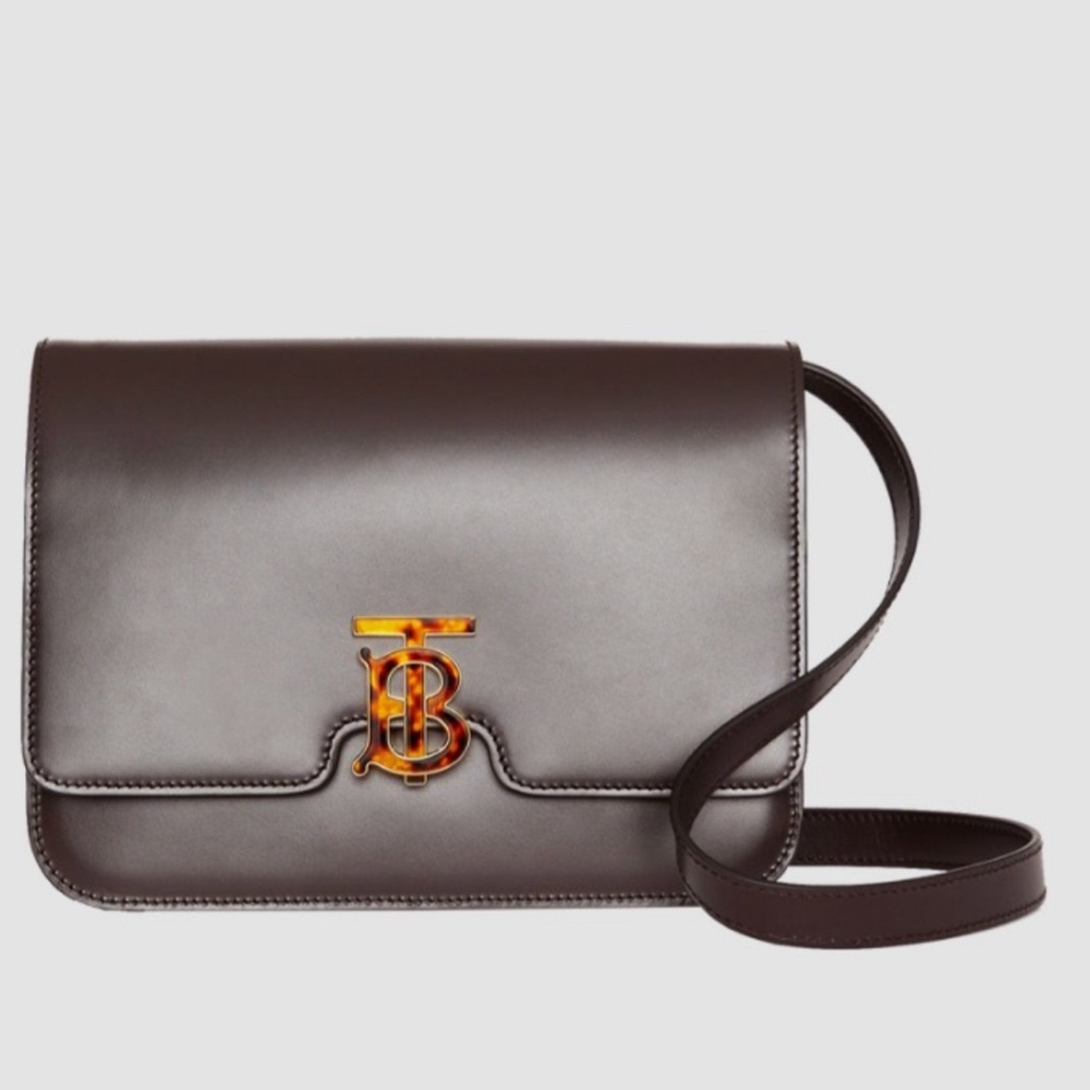 Burberry TB Dark Brown Leather Crossbody Bag